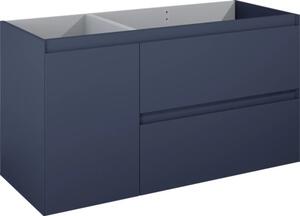 Dulap bază lavoar baie suspendat Jungborn DECEM 120 cm MDF albastru navy mat 2 sertare 1 coș rufe stânga