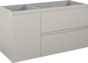 Dulap bază lavoar baie suspendat Jungborn DECEM 120 cm MDF fume mat 2 sertare 1 coș rufe stânga