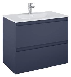 Dulap bază lavoar baie suspendat Jungborn DECEM 80 cm MDF albastru navy mat 2 sertare