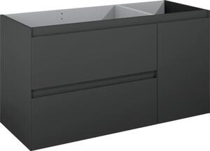 Dulap bază lavoar baie suspendat Jungborn DECEM 120 cm MDF antracit mat 2 sertare 1 coș rufe dreapta