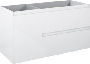 Dulap bază lavoar baie suspendat Jungborn DECEM 120 cm MDF alb lucios 2 sertare 1 coș rufe stânga