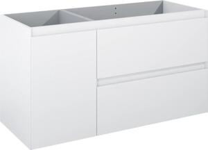 Dulap bază lavoar baie suspendat Jungborn DECEM 120 cm MDF alb mat 2 sertare 1 coș rufe stânga
