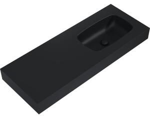 Lavoar suspendat Jungborn DECEM 121x46 cm negru mat, cuvă pe dreapta