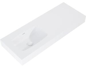 Lavoar suspendat Jungborn DECEM 121x46 cm alb mat, cuvă pe stânga