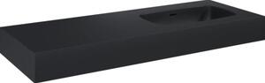 Lavoar suspendat Jungborn DECEM 121x46 cm negru mat, cuvă pe dreapta