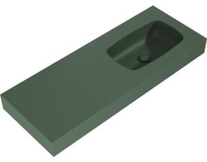 Lavoar suspendat Jungborn DECEM 121x46 cm verde mat, cuvă pe dreapta