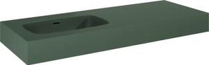Lavoar suspendat Jungborn DECEM 121x46 cm verde mat, cuvă pe stânga
