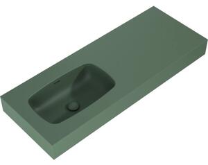 Lavoar suspendat Jungborn DECEM 121x46 cm verde mat, cuvă pe stânga