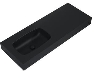 Lavoar suspendat Jungborn DECEM 121x46 cm negru mat, cuvă pe stânga