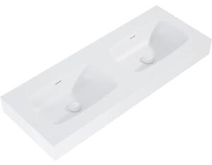 Lavoar dublu marmură Jungborn DECEM 121x46 cm, 2 cuve, alb mat