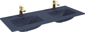 Lavoar dublu încastrat în blat Jungborn 121x46 cm, 2 cuve, albastru navy mat