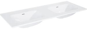 Lavoar dublu încastrat în blat Jungborn 121x46 cm, 2 cuve, alb lucios, fără gaură pentru baterie