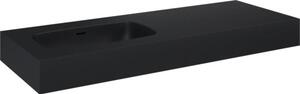 Lavoar suspendat Jungborn DECEM 121x46 cm negru mat, cuvă pe stânga