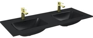 Lavoar dublu încastrat în blat Jungborn 121x46 cm, 2 cuve, negru mat
