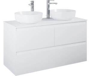 Dulap bază lavoar baie suspendat Jungborn DECEM 120 cm MDF alb mat 3 sertare