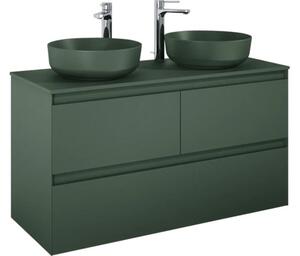 Dulap bază lavoar baie suspendat Jungborn DECEM 120 cm MDF verde mat 3 sertare