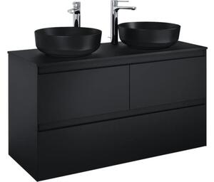 Dulap bază lavoar baie suspendat Jungborn DECEM 120 cm MDF negru mat 3 sertare