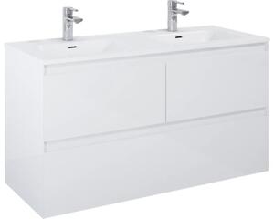 Dulap bază lavoar baie suspendat Jungborn DECEM 120 cm MDF alb lucios 3 sertare