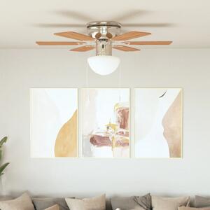 Ventilator tavan decorativ cu iluminare, 82 cm, maro deschis