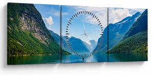 Tablou - Lacul Lovatnet (cu ceas) (90x30 cm)
