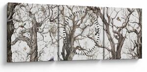 Tablou - Model de pădure, desen (cu ceas) (90x30 cm)