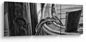 Tablou - O barcă legată (cu ceas) (90x30 cm)
