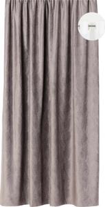 Draperie cu inele Solevito Elva imprimeu frunze gri 140x260 cm