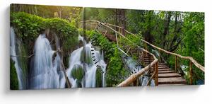 Tablou - Lacurile Plitvice (cu ceas) (90x30 cm)