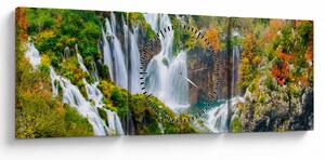 Tablou - Parcul Național Lacurile Plitvice (cu ceas) (90x30 cm)