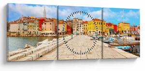 Tablou - Orașul Istrian vechi Poreč, Croația (cu ceas) (90x30 cm)