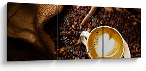 Tablou - O ceașcă de cafea (cu ceas) (90x30 cm)