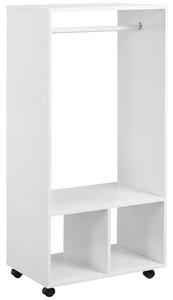 HOMCOM Cuier cu Bară din Aluminiu și 2 Rafturi Deschise, 60x40x128 cm, Alb | Aosom Romania