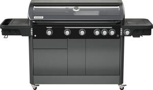 Grătar pe gaz Tenneker Halo TG5 U 7 arzătoare suprafață de gătire 48x120 cm fontă incl. termometru în capac, tavă de colectare grăsime, suport tacâmuri, masă laterală
