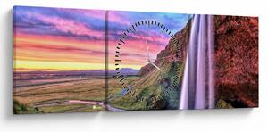 Tablou - Cascada Seljalandsfoss (cu ceas) (90x30 cm)