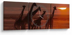 Tablou - Girafe în savana africană (cu ceas) (90x30 cm)