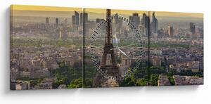 Tablou - Panorama Parisului (cu ceas) (90x30 cm)