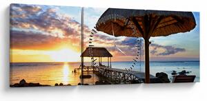 Tablou - Apus de soare în Mauritius (cu ceas) (90x30 cm)