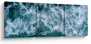 Tablou - Valuri oceanice (cu ceas) (90x30 cm)