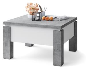 Mazzoni OSLO beton / alb mat, măsuță de cafea pliantă cu posibilitate de reglare a înălțimii blatului