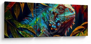 Tablou - Iguana colorată (cu ceas) (90x30 cm)
