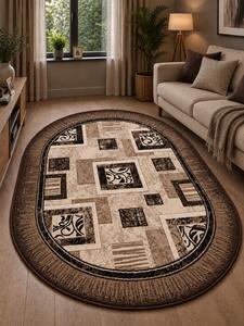 Covor Sufragerie Dormitor, Model Luna 1835 12, Oval, Crem Maro Oval, 140x200