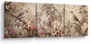 Tablou - Vintage pictura pasăre (cu ceas) (90x30 cm)