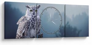 Tablou - Bufniță de zăpadă (cu ceas) (90x30 cm)