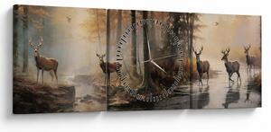 Tablou - Vintage pictura wildlife (cu ceas) (90x30 cm)