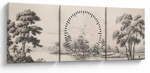 Tablou - Vintage peisaj desen peisaj (cu ceas) (90x30 cm)