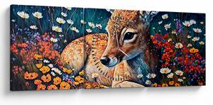 Tablou - Cerb pictat (cu ceas) (90x30 cm)