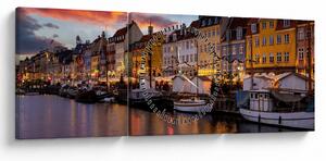 Tablou - Nyhavn, Copenhaga (cu ceas) (90x30 cm)