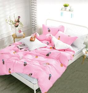 Lenjerie de pat din microfibră, roz de vară, cu două fețe 3 părți: 1buc 160 cmx200 + 2buc 70 cmx80