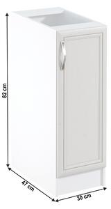 KONDELA Dulap inferior D30 cu uşă, model dreapta, alb/pin Andersen, SICILIA