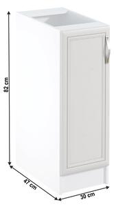 KONDELA Dulap inferior D30 cu uşă, model stânga, alb/pin Andersen, SICILIA